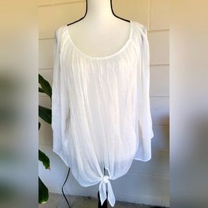 I.N. Studio Sheer White Top - Size 2X